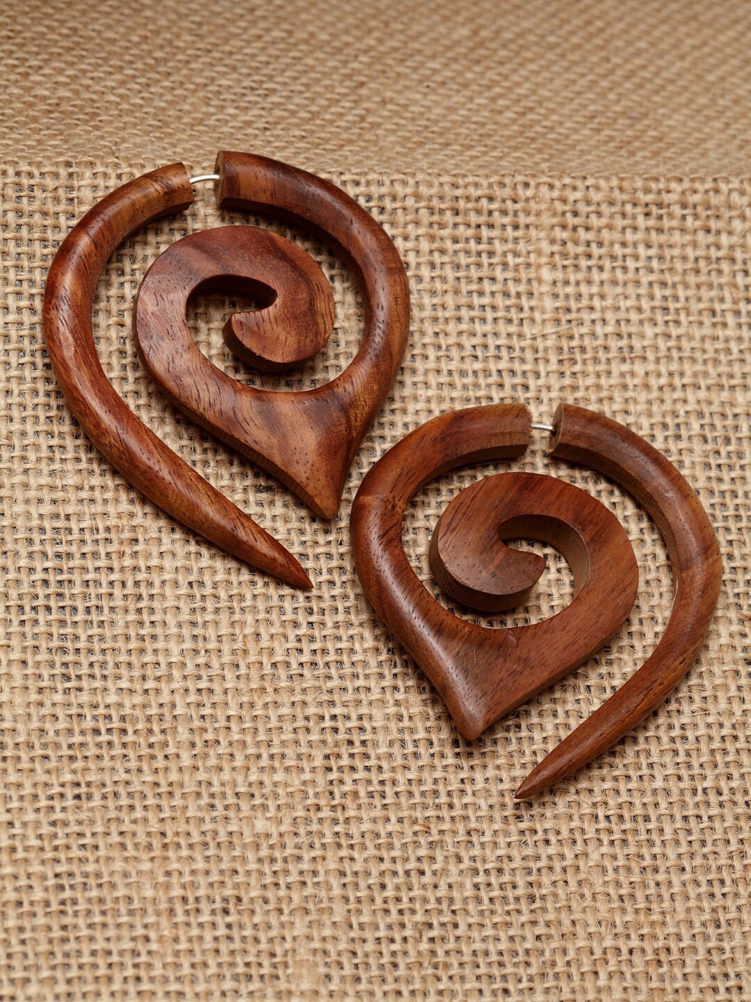 

VOGUE PANASH Brown Handcrafted Wooden Contemporary Drop Earrings