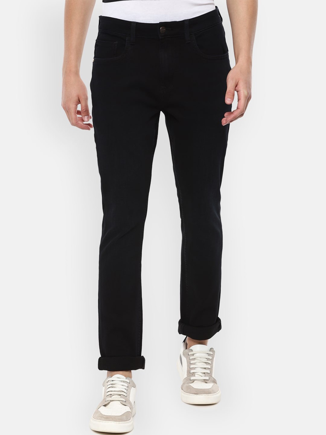 

Louis Philippe Jeans Men Black Slim Fit Mid-Rise Clean Look Pure Cotton Jeans
