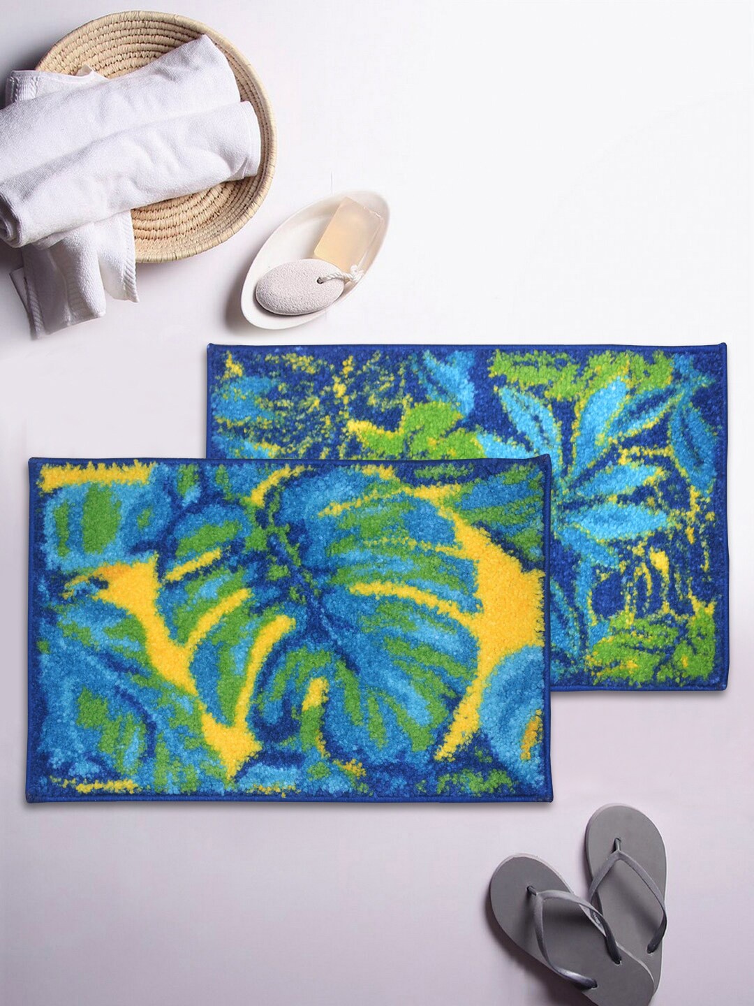 

BIANCA Soft-Cotton Bath Mat With Rubber Back -2pc Small (super dry), Blue