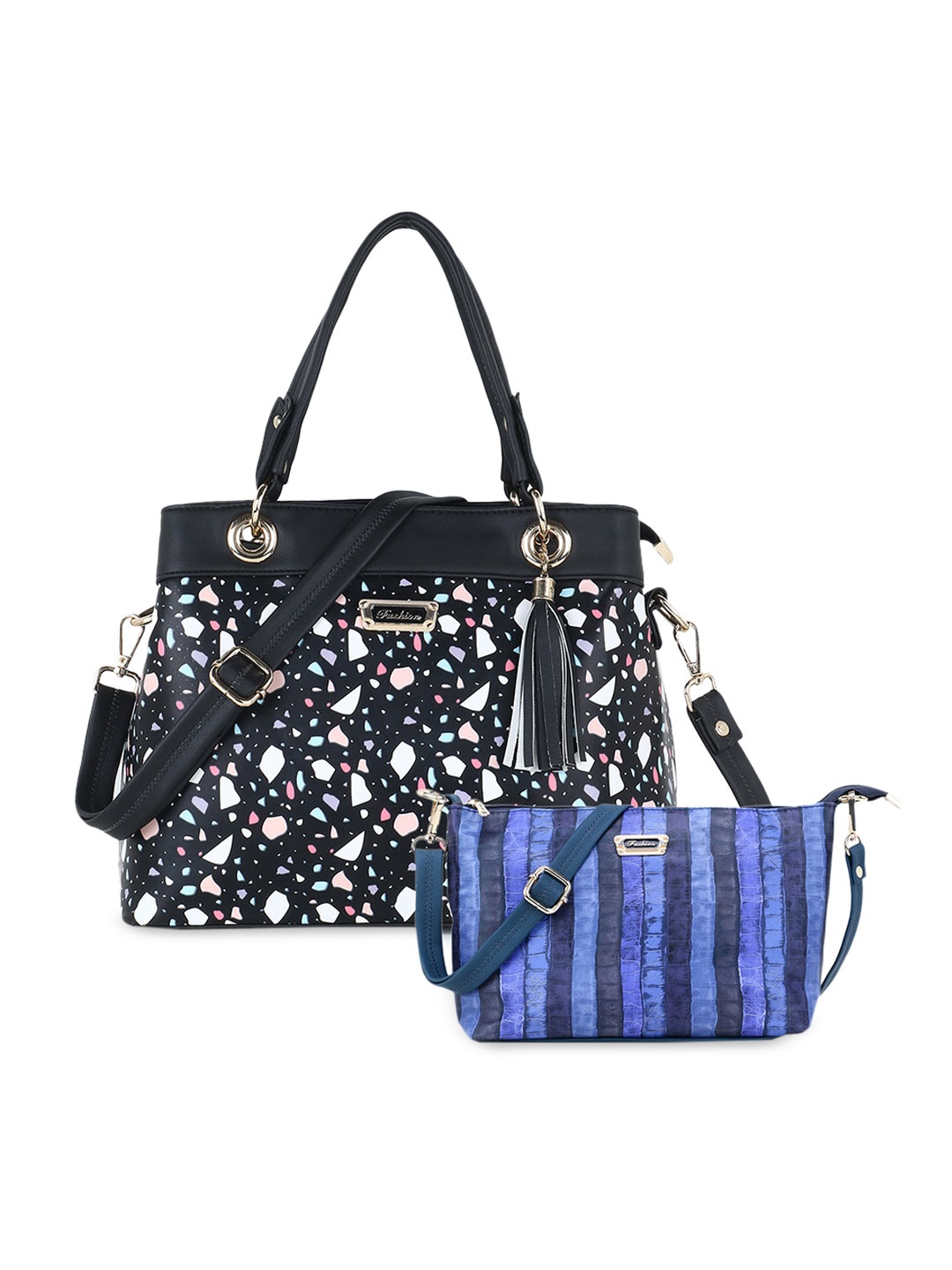 

WOMEN MARKS Black Printed Handheld Bag Combo