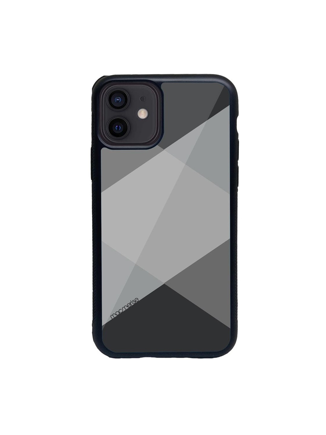 

macmerise Black & Grey Criss Cross Printed iPhone 12 Back Case
