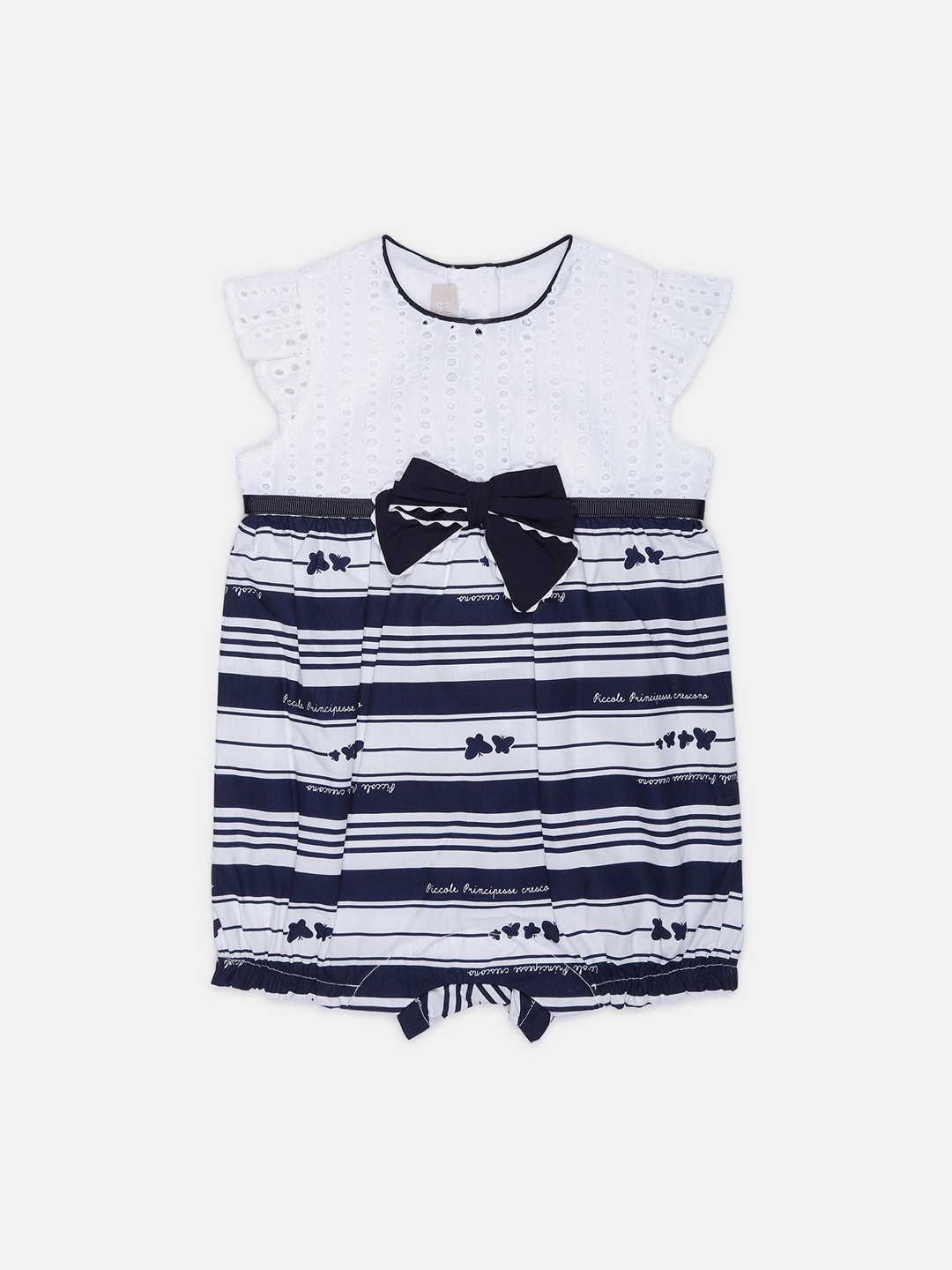 

Chicco Infant Girls Navy Blue & White Striped Romper