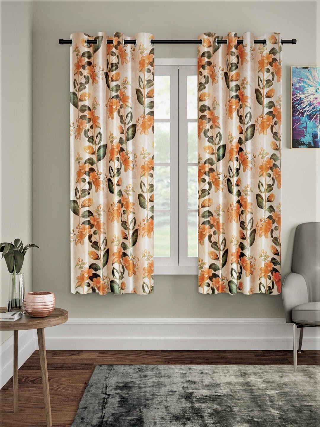 

Home Sizzler Peach-Coloured & Orange Set of 2 Window Curtains