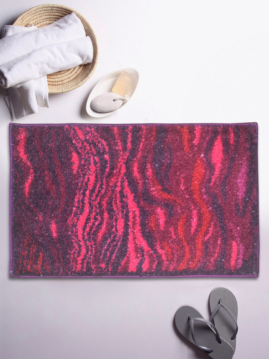 

BIANCA Purple & Pink Printed Anti-Skid Rectangular Bath Rug