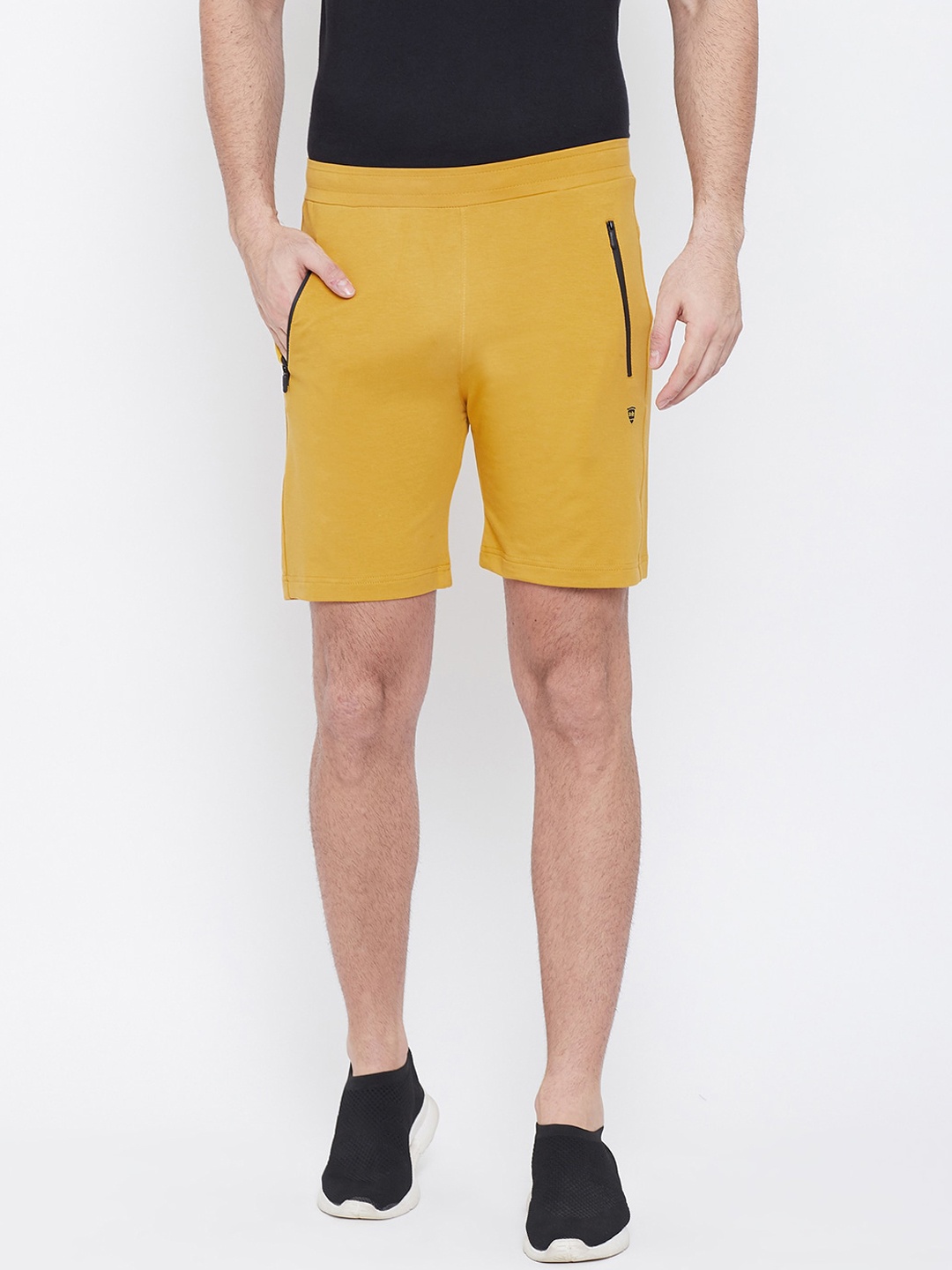 

Okane Men Mustard Yellow Solid Regular Fit Sports Shorts