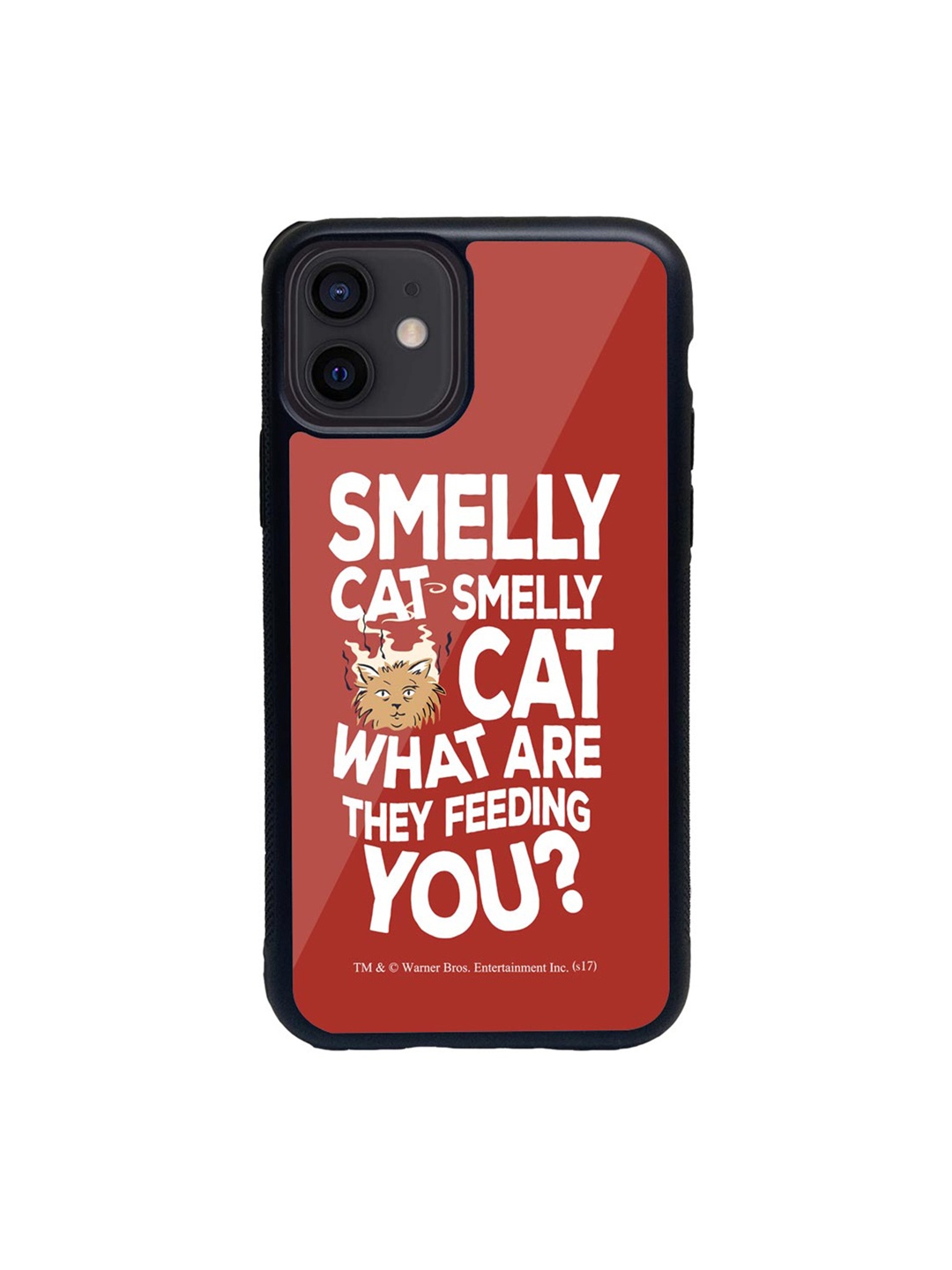 macmerise Black & Red Friends Smelly Cat Printed iPhone 12 Back Case