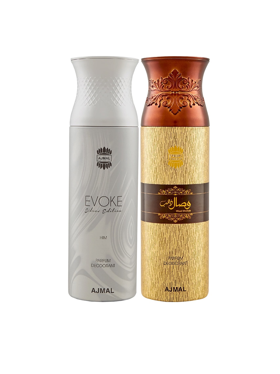 

Ajmal Unisex Set of 2 Evoke Silver Edition Deodorant&Wisal Dhahab Deodorant, Multi