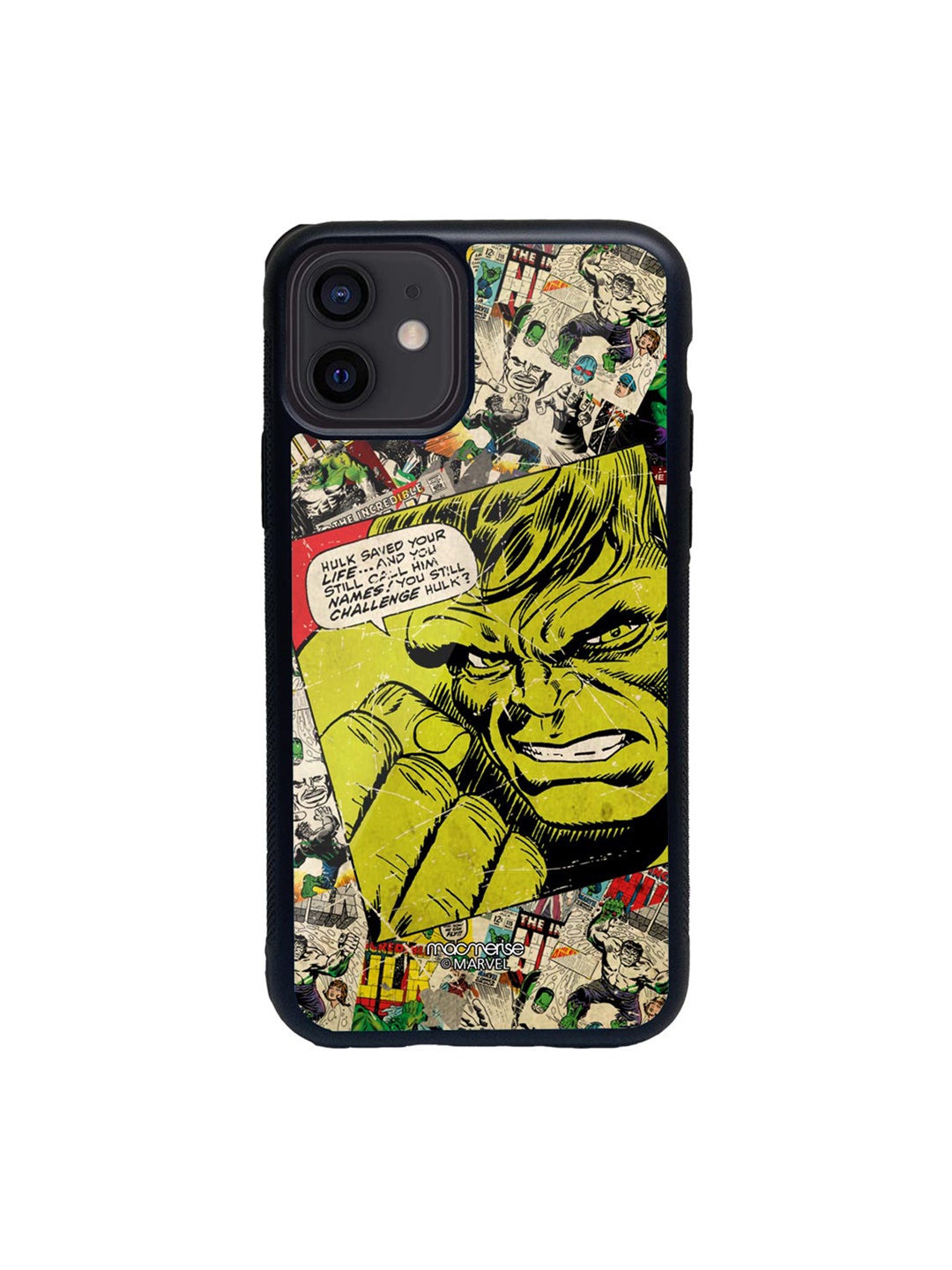 

macmerise Yellow & Black Comic Hulk Glass iPhone 12 Phone Case