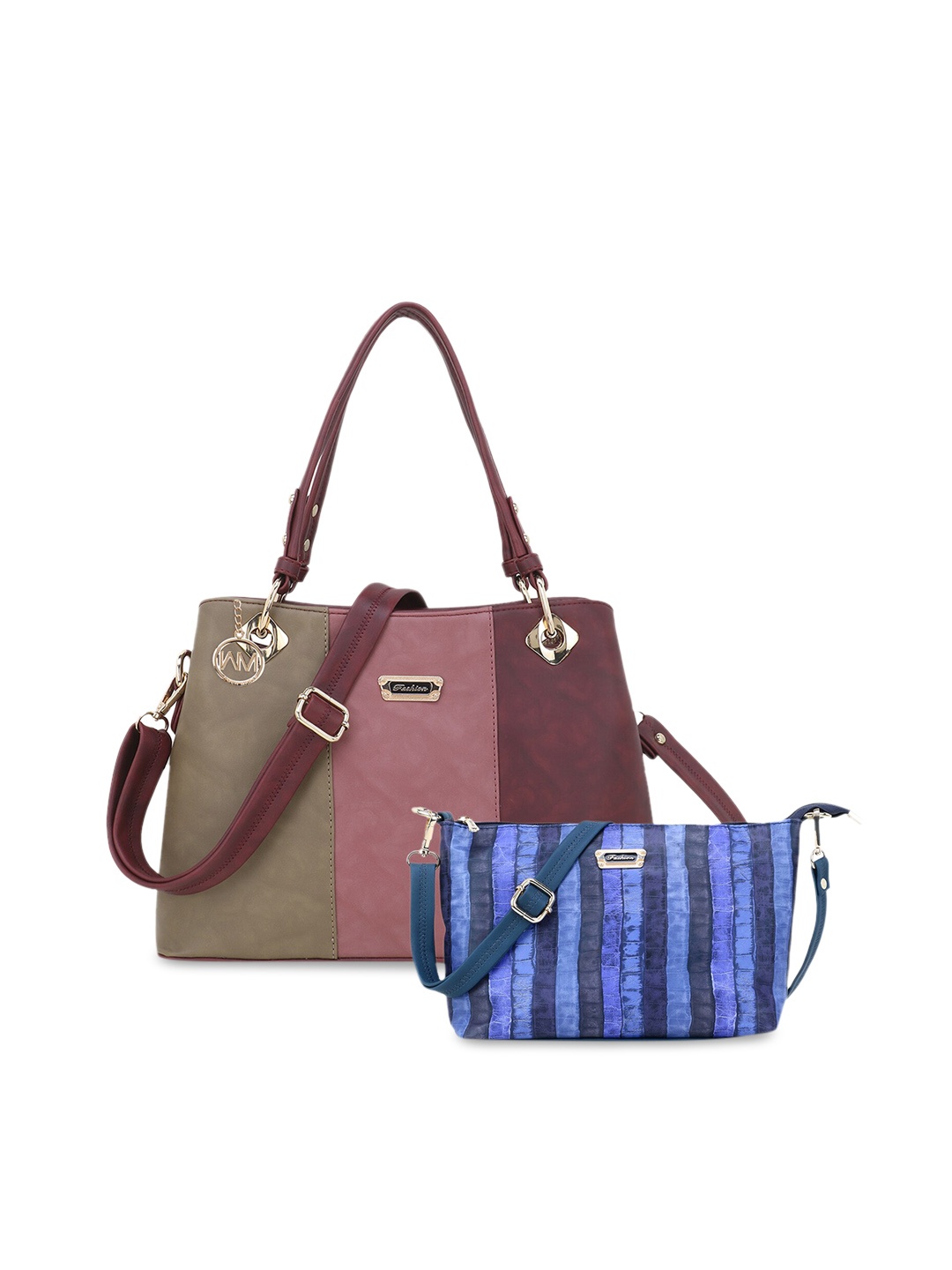 WOMEN MARKS Beige & Mauve Colourblocked Shoulder Bag