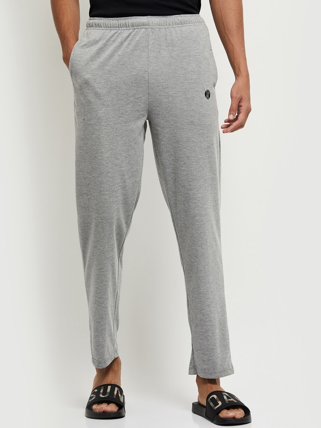 

max Men Grey Melange Solid Lounge Pants