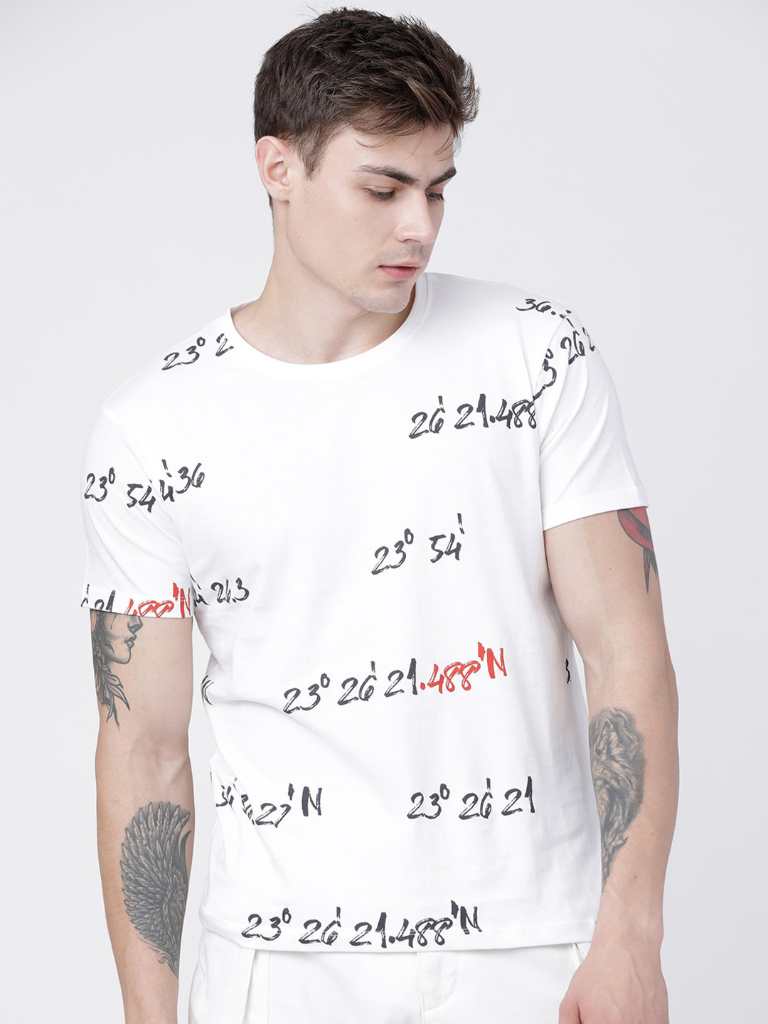 

LOCOMOTIVE Men White Printed Round Neck T-shirt