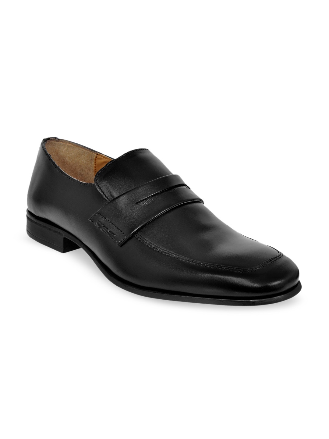 

Allen Cooper Men Black Textured Formal Leather Slip-On Shoes
