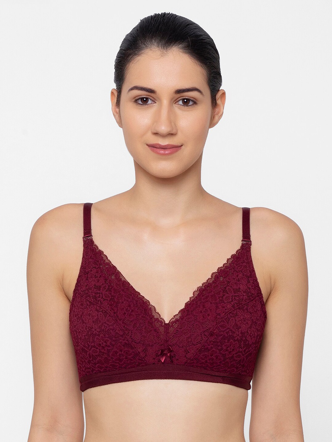 

Triumph Simply Natural Beauty 01 Padded Wireless Lace Bra, Maroon