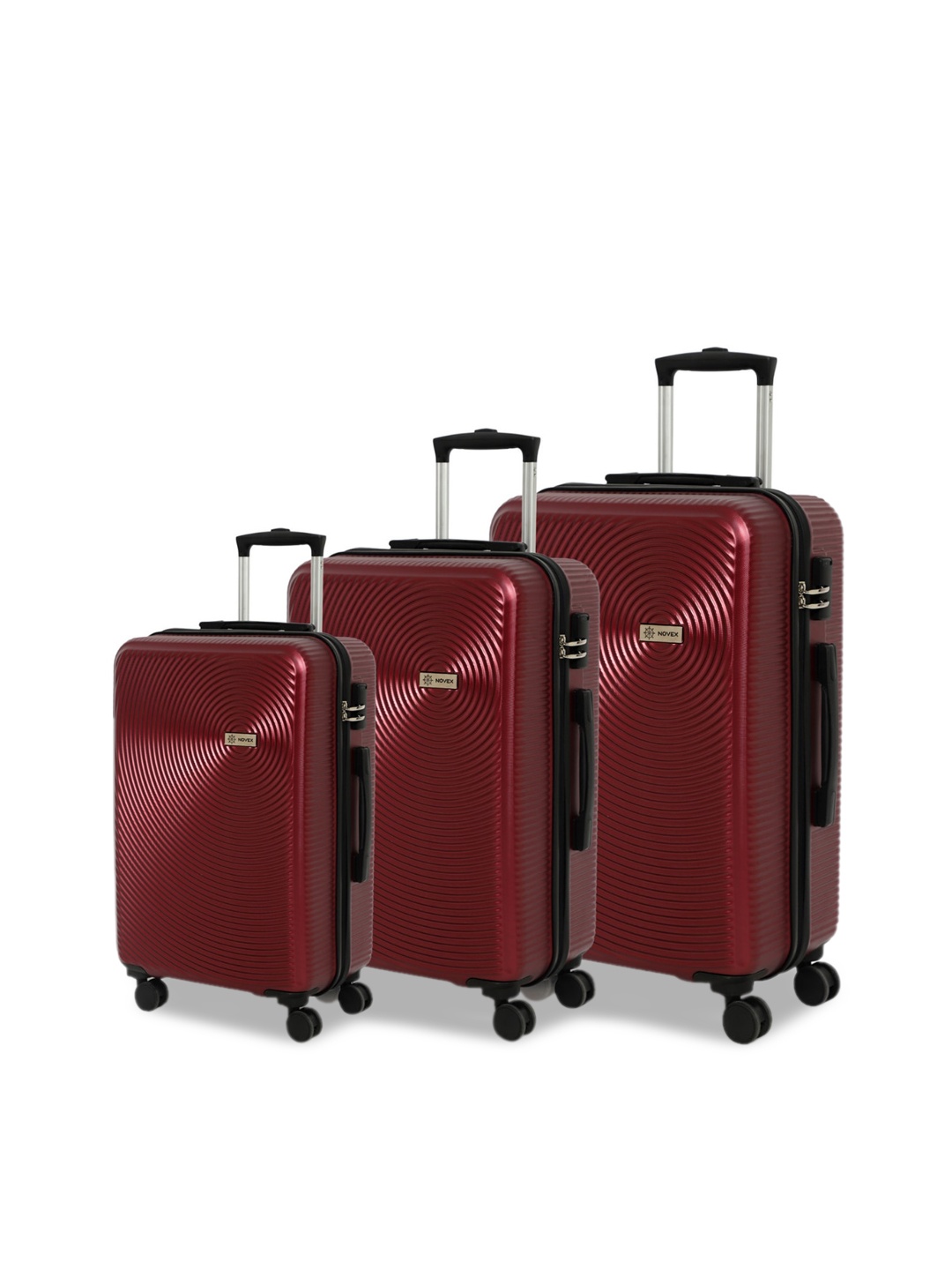 

NOVEX Set Of 3 Maroon Textured Hard-Sided Suitcases