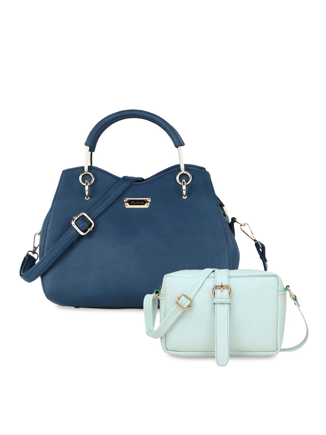WOMEN MARKS Blue Solid Tote Bag Combo