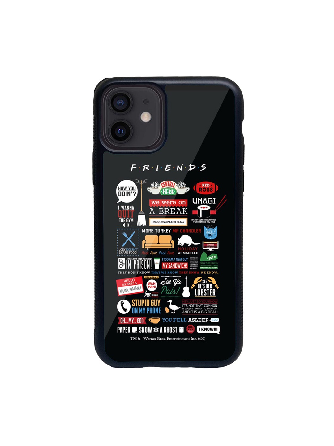 

macmerise Black & White Friends Infographic Glass iPhone 12 Phone Case