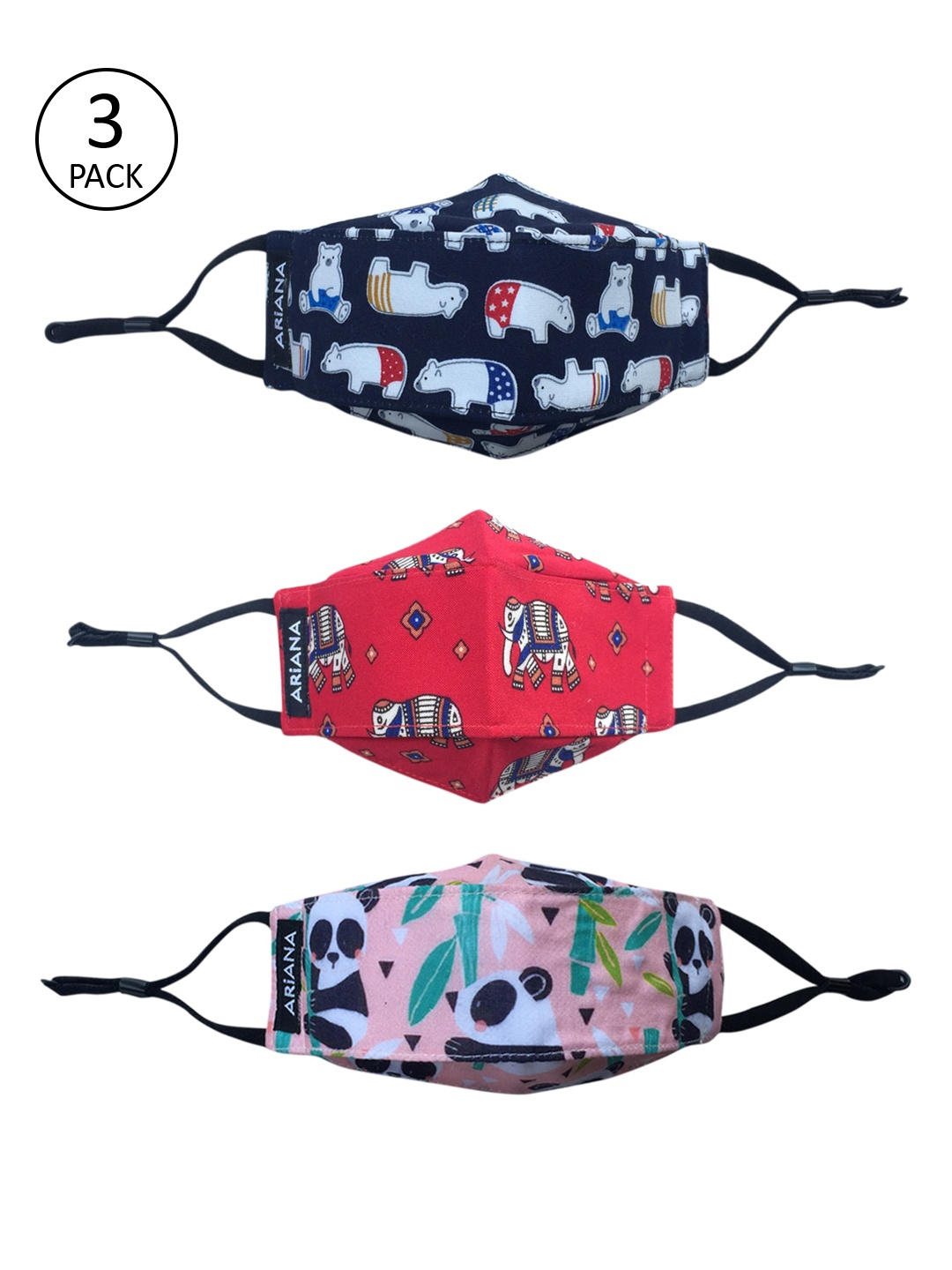 

Ariana Kids Pack Of 3 Printed 7-Ply Protective Outdoor Mask, Blue