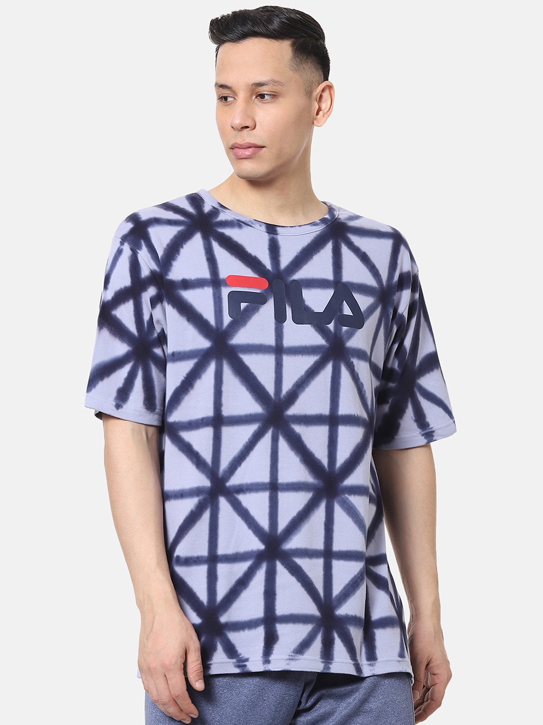 

FILA Men Navy Blue Printed Round Neck T-shirt