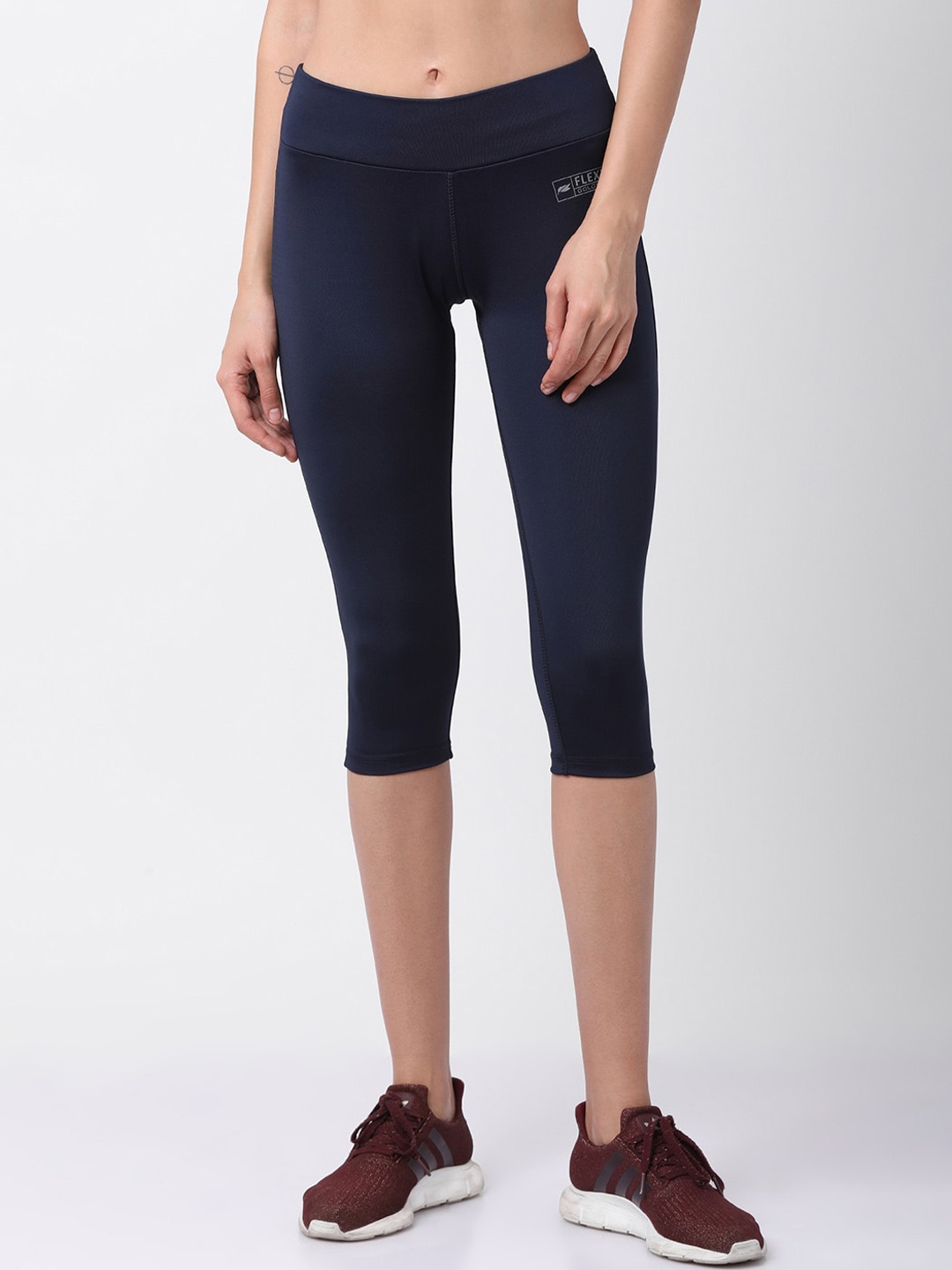

GOLDSTROMS Women Navy Blue Solid Slim Fit Capris
