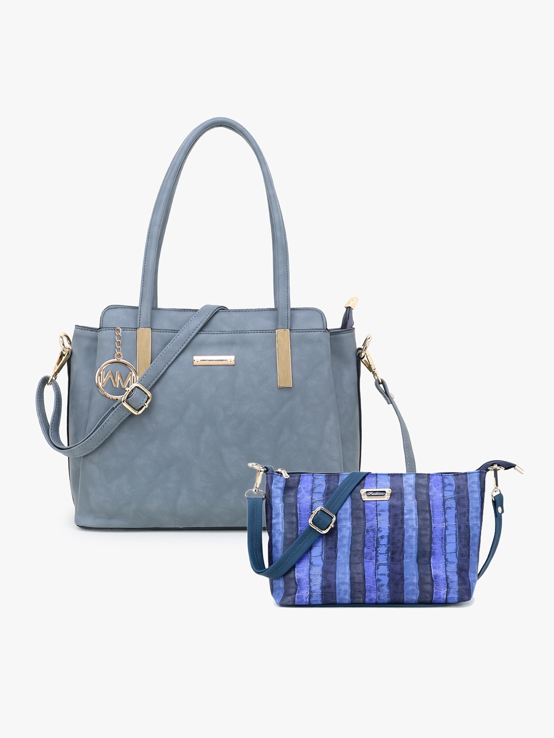 WOMEN MARKS Grey Self Design Tote Bag