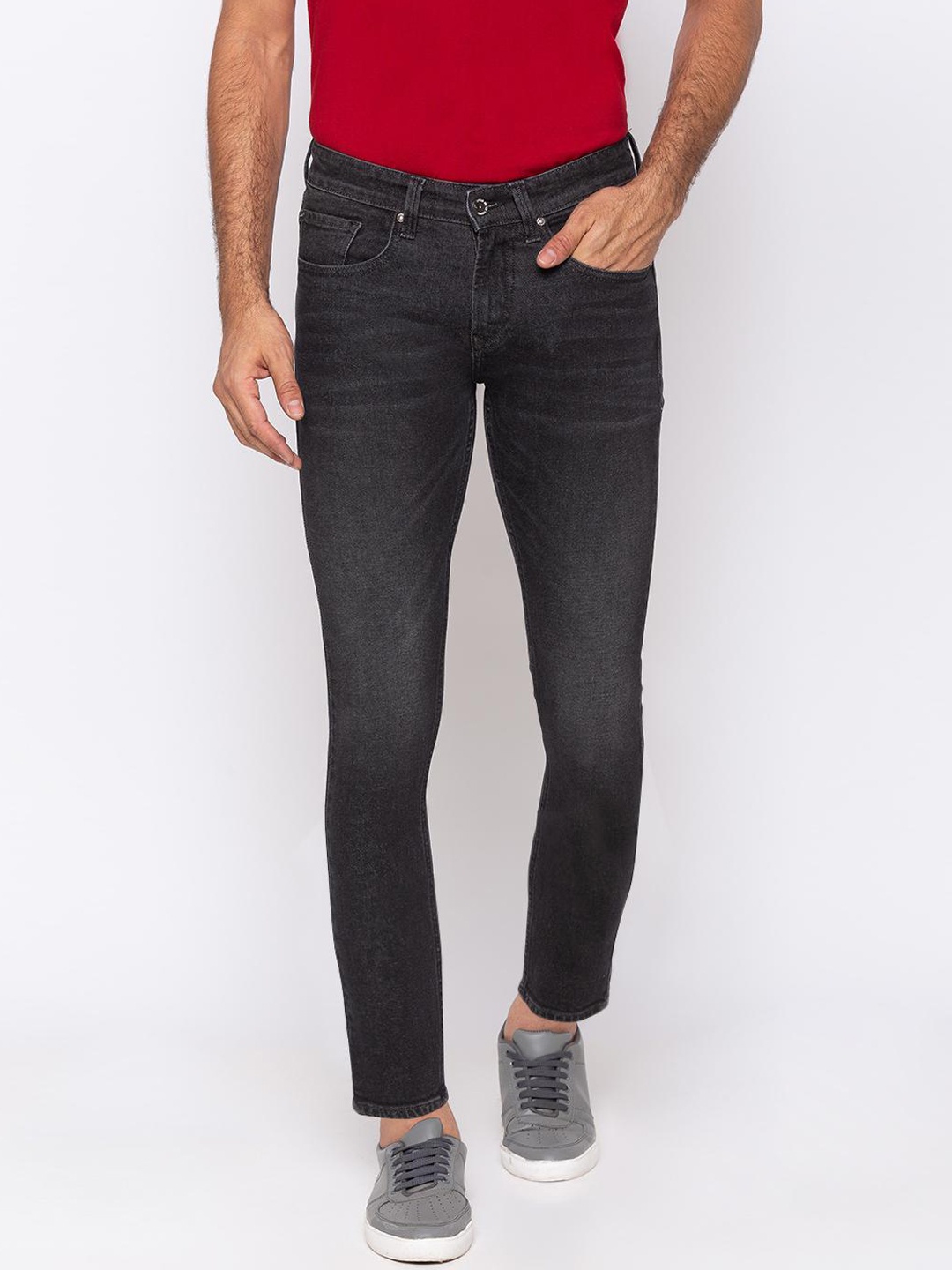 

SPYKAR Men Charcoal Grey Slim Fit Mid-Rise Clean Look Jeans