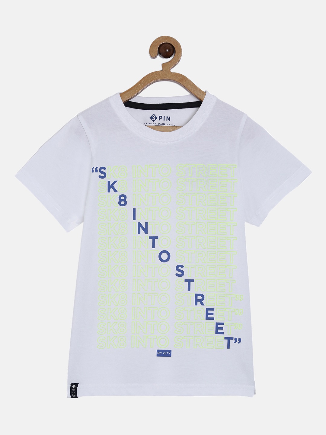 

3PIN Boys White Printed Round Neck T-shirt
