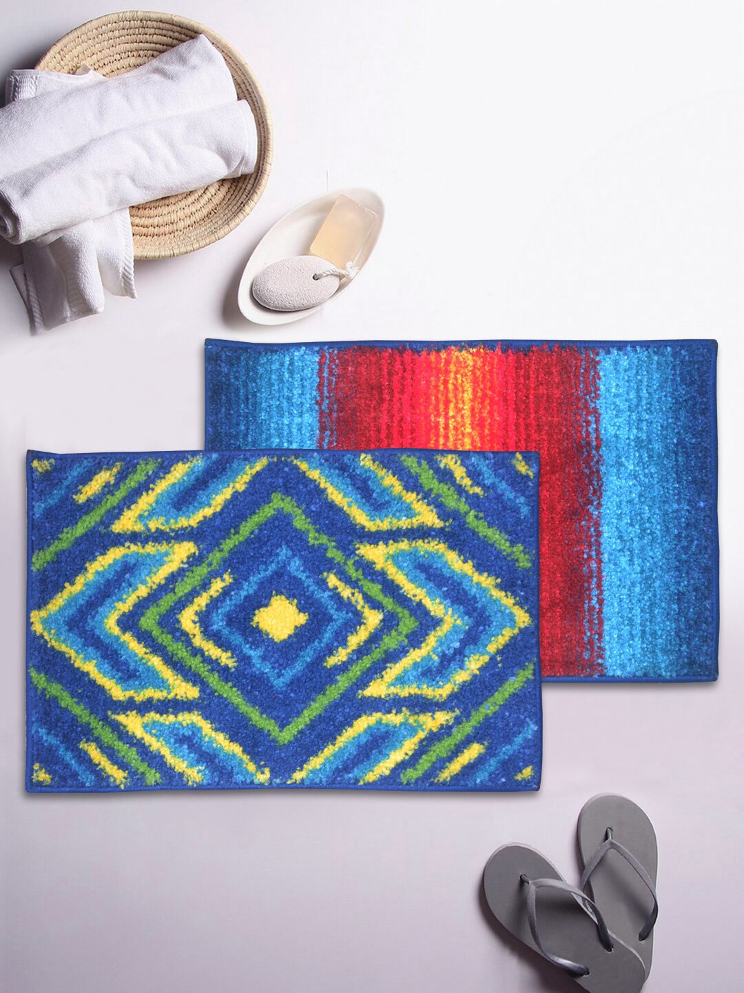 

BIANCA Soft-Cotton Bath Mat With Rubber Back -2pc Small (super dry), Blue