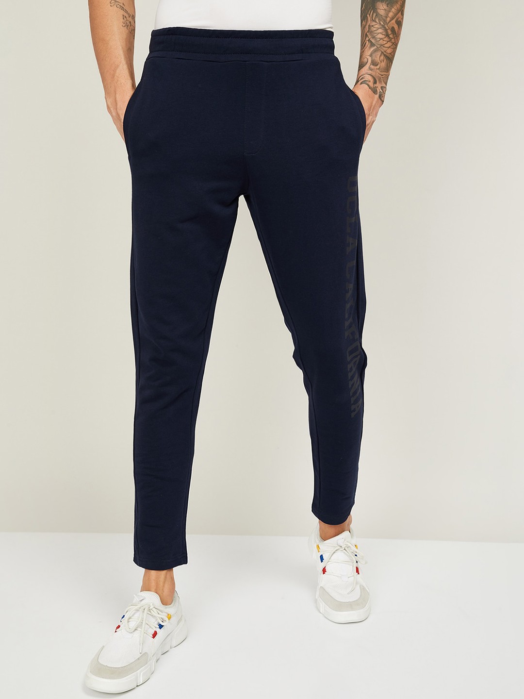 

UCLA Men Navy Blue Solid Slim-Fit Track Pants