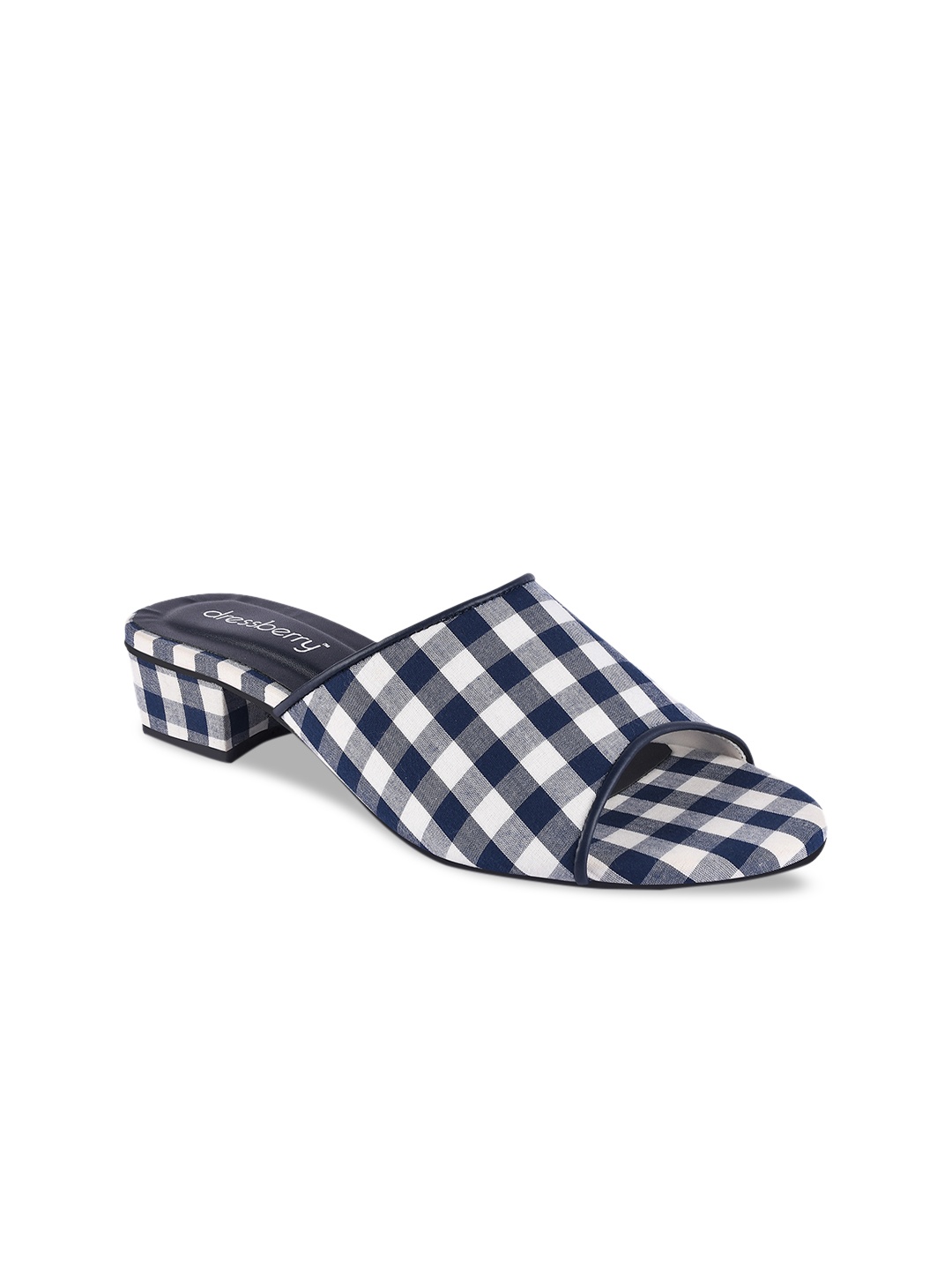 

DressBerry Women Navy & White Checked Sandals, Blue