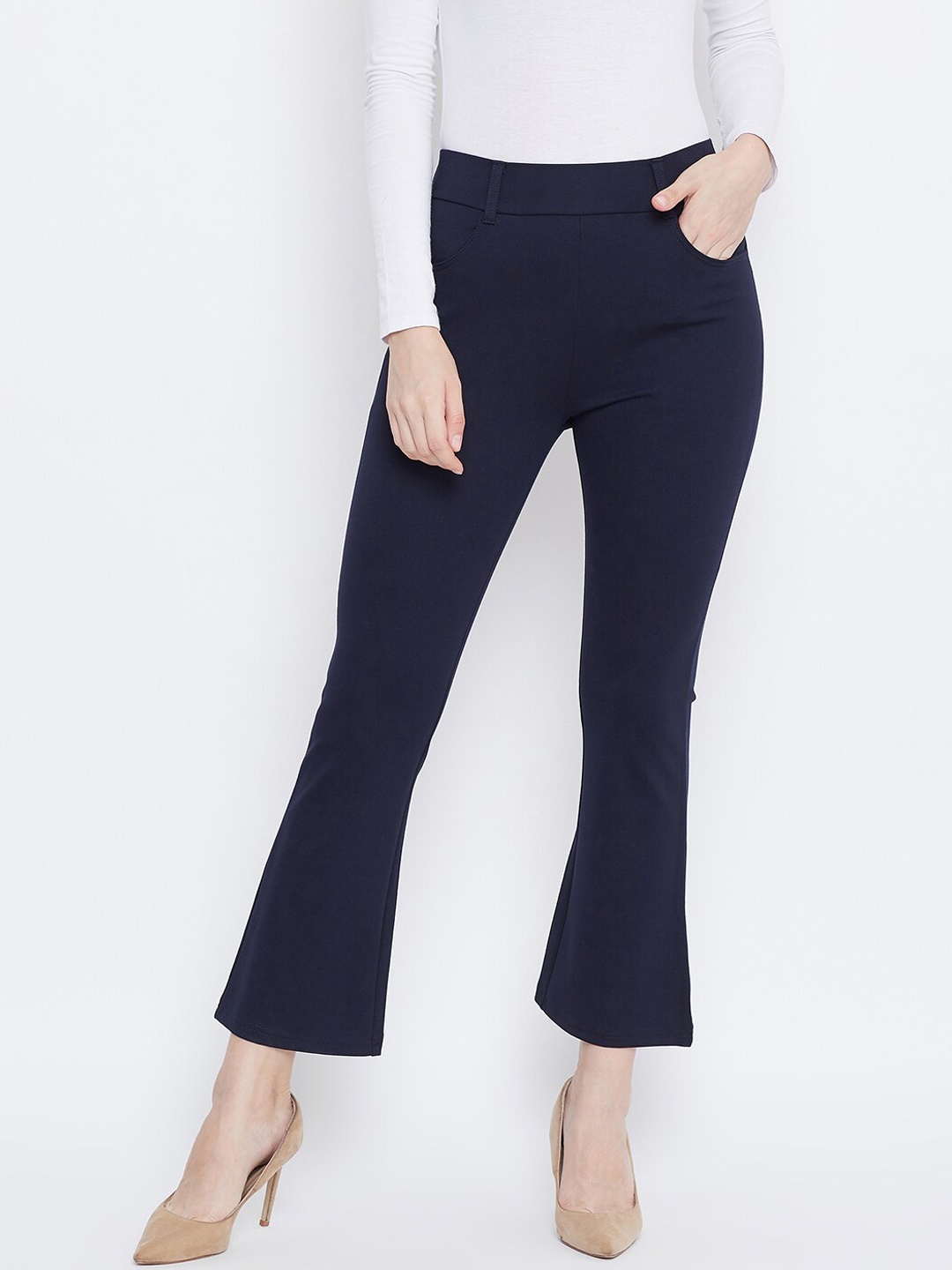 

Clora Creation Women Navy Blue Solid Bootcut Treggings