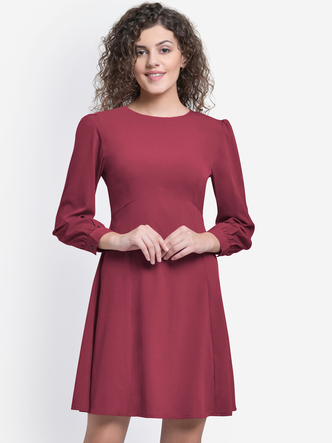 

Martini Women Magenta Solid Fit and Flare Dress