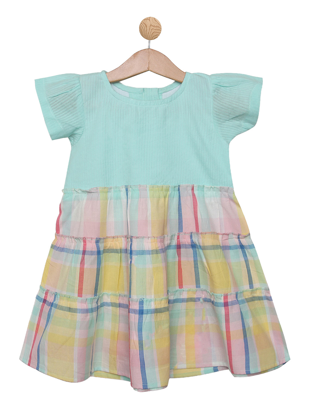

Knitting Doodles Girls Multicoloured Checked A-Line Dress, Multi