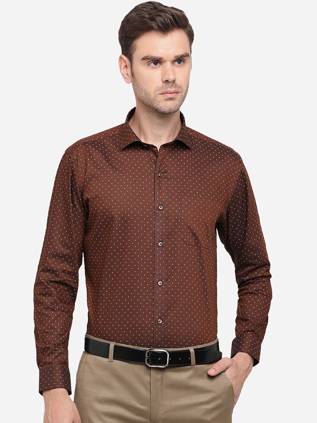 

Greenfibre Men Brown Slim Fit Printed Casual Shirt