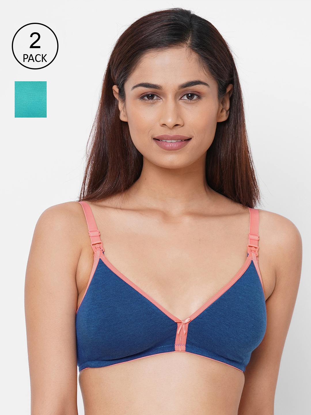 

Inner Sense Blue & Sea Green Solid Non-Wired Non Padded Maternity Bra IMB006A_6B