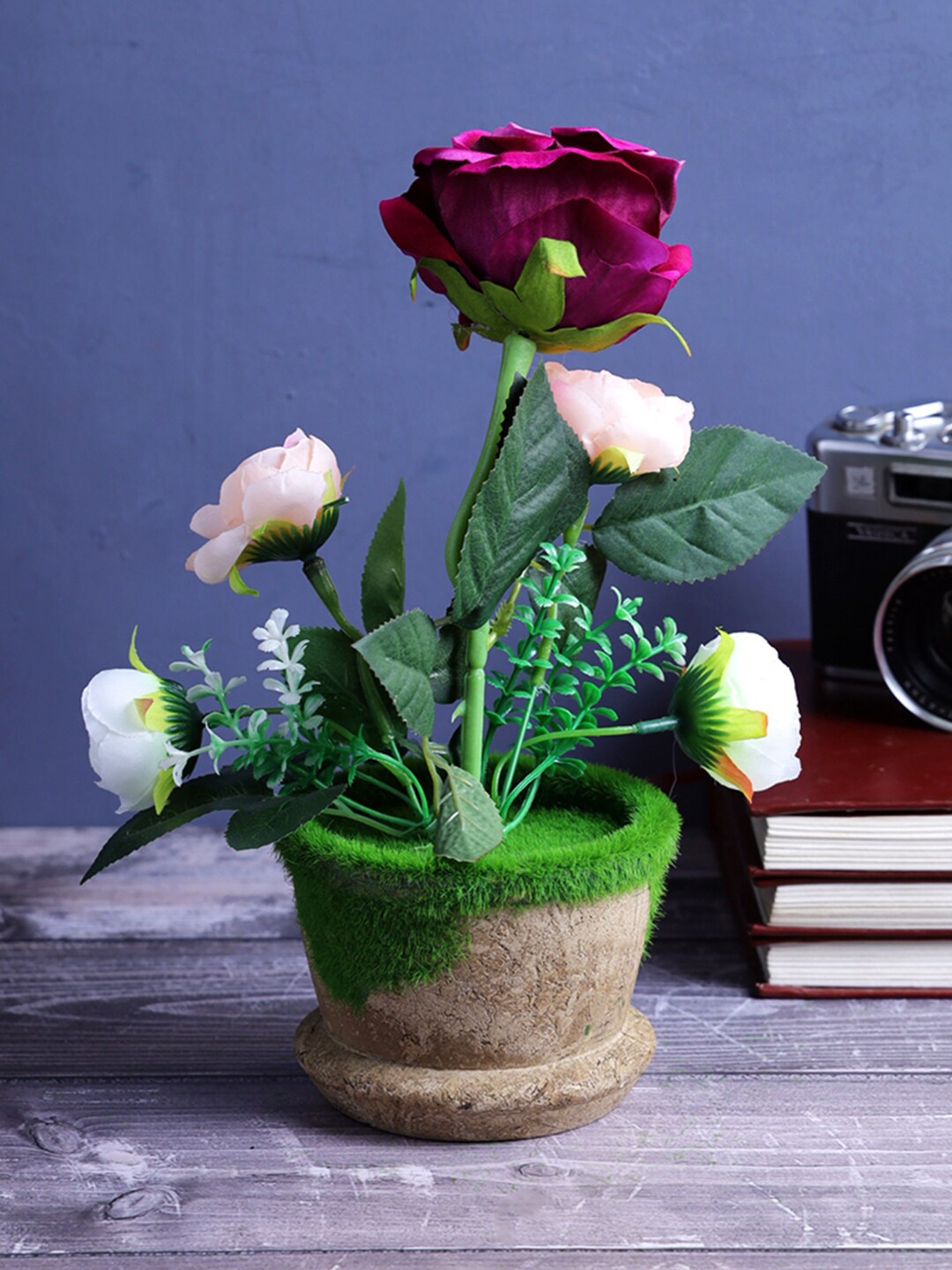 

A Vintage Affair- Home Decor Red & Green Artificial Flower Plant With Pot