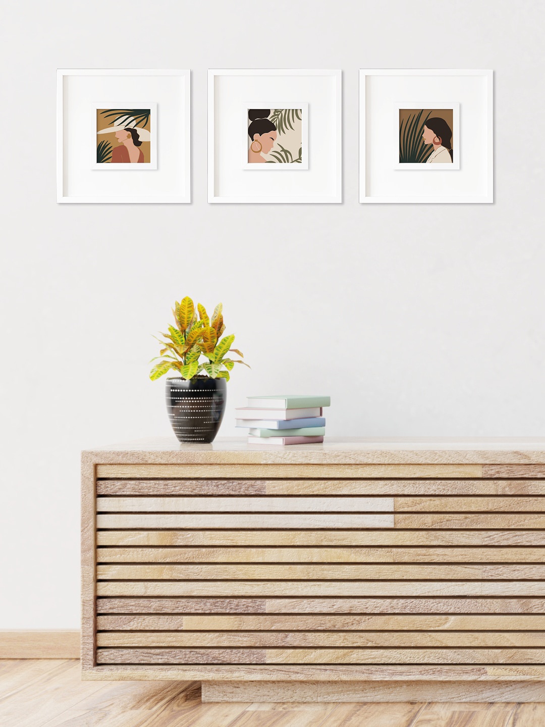 

RANDOM Multicoloured Set of 3 Canvas Wall Art Painting, Multi