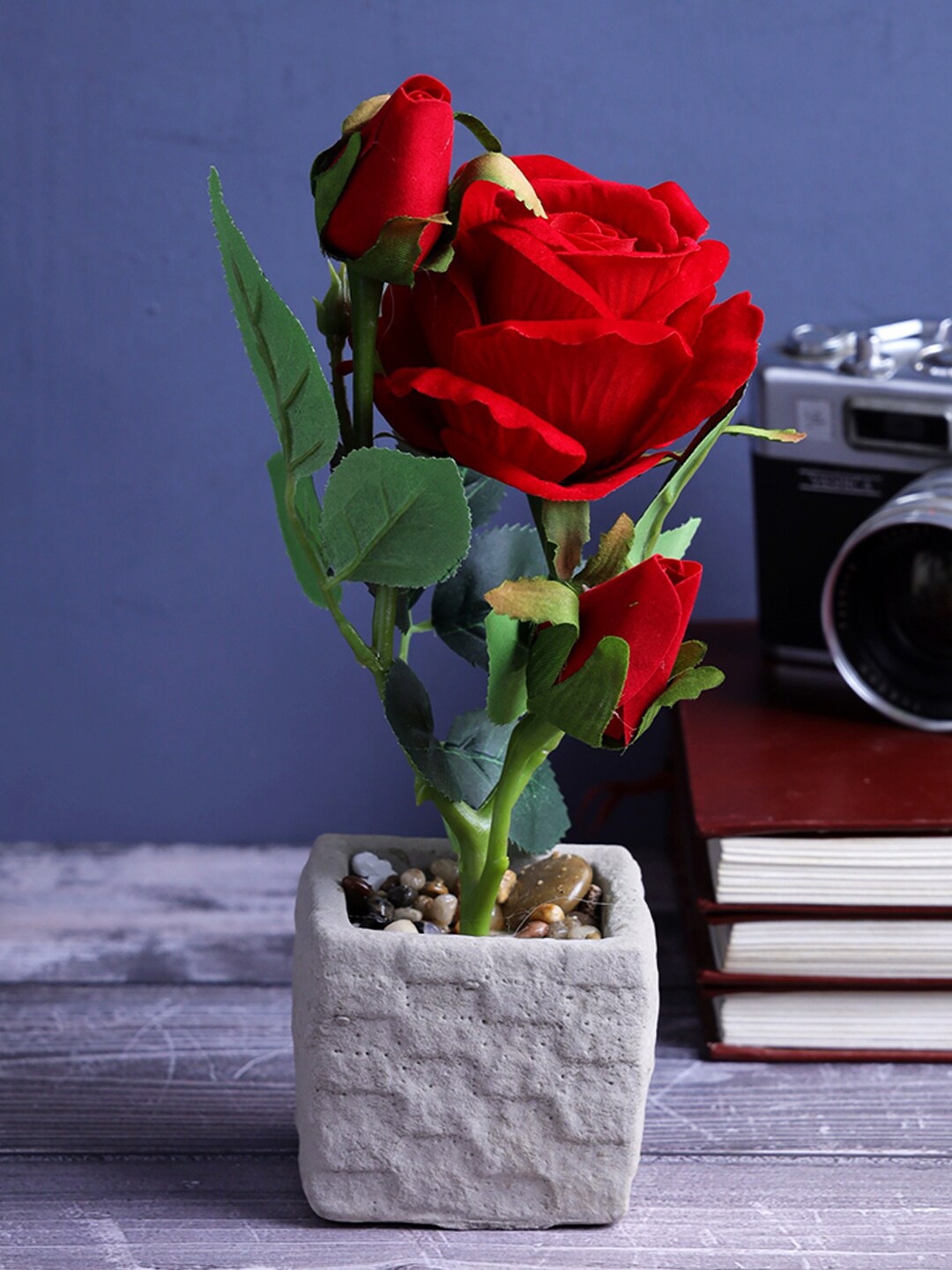 

A Vintage Affair- Home Decor Red Dora Artificial Flower Pot