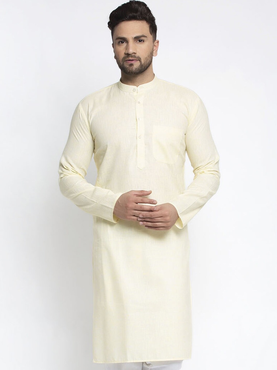 

Jompers Men Yellow Solid Kurta