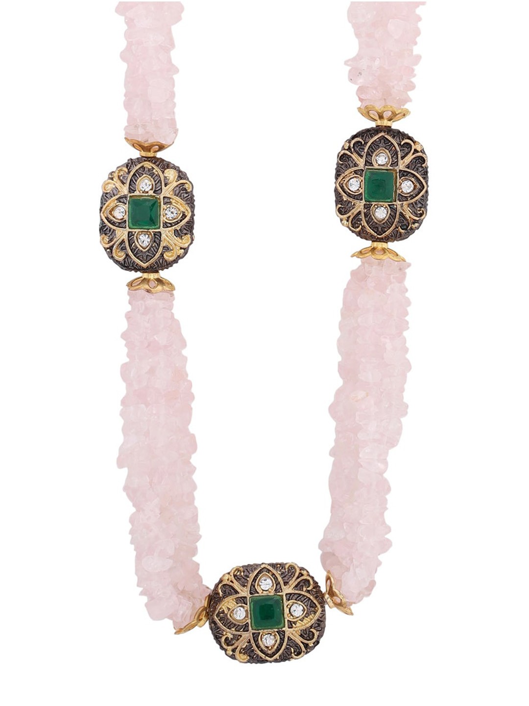 

Shoshaa Off-White & Green Brass Gold-Plated Handcrafted Necklace