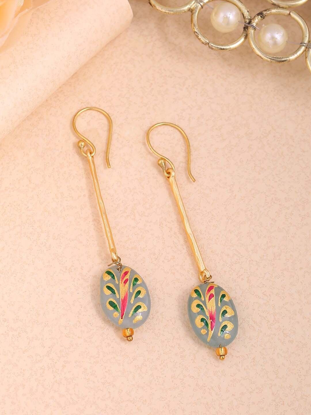 Shoshaa Gold-Toned Contemporary Drop Earrings