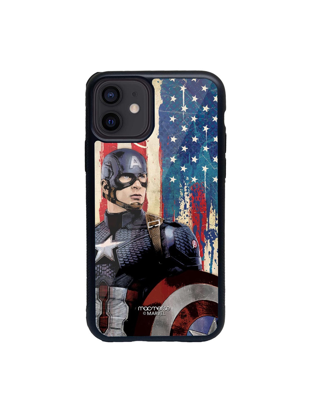 

macmerise Black & Blue American Captain Printed iPhone 12 Back Case
