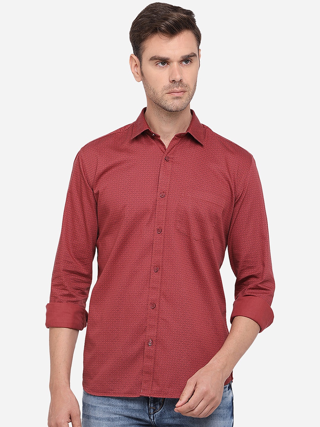 

Greenfibre Men Maroon Slim Fit Solid Casual Shirt
