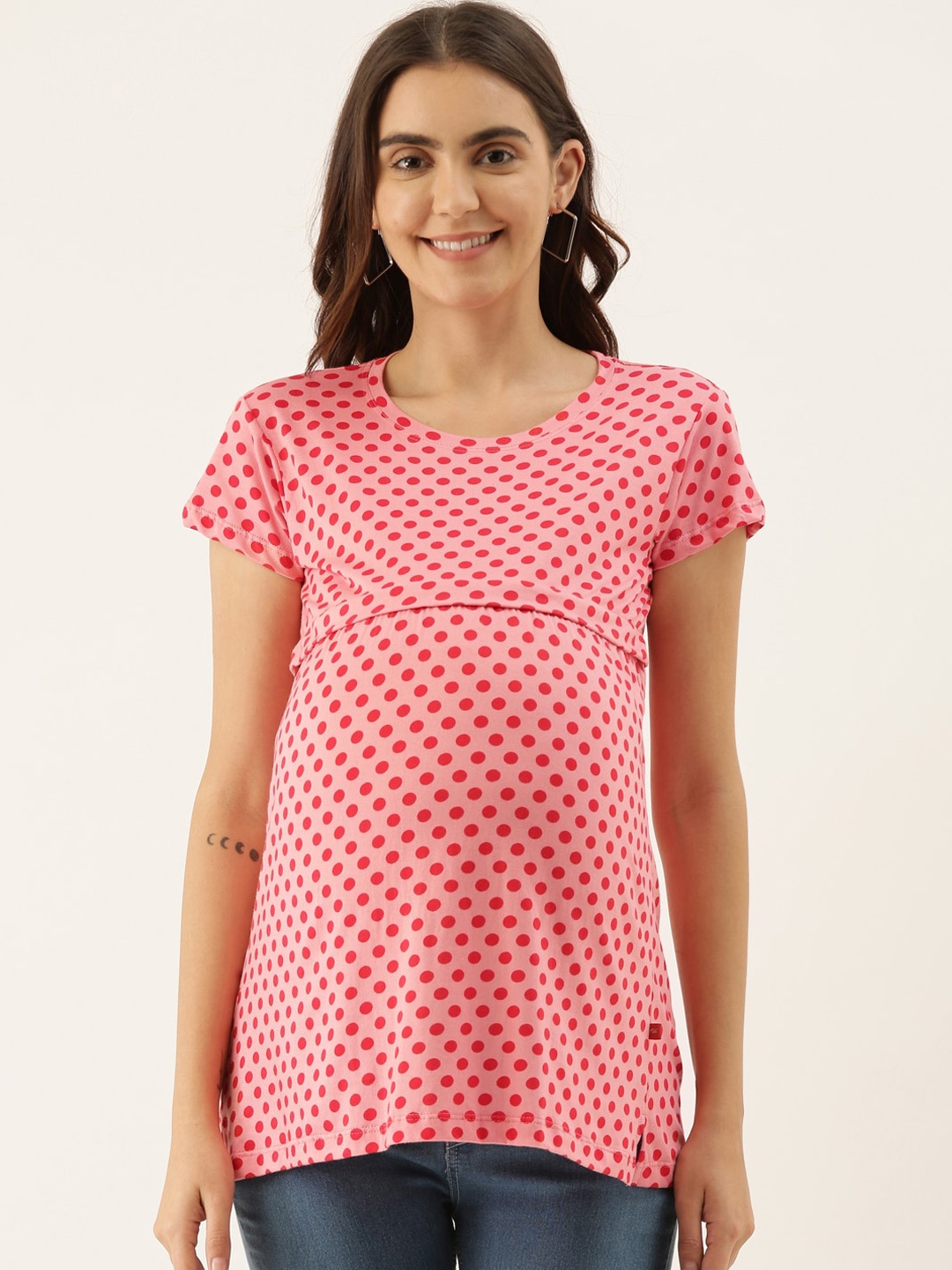 

GOLDSTROMS Women Pink Printed Maternity Nursing Tunic
