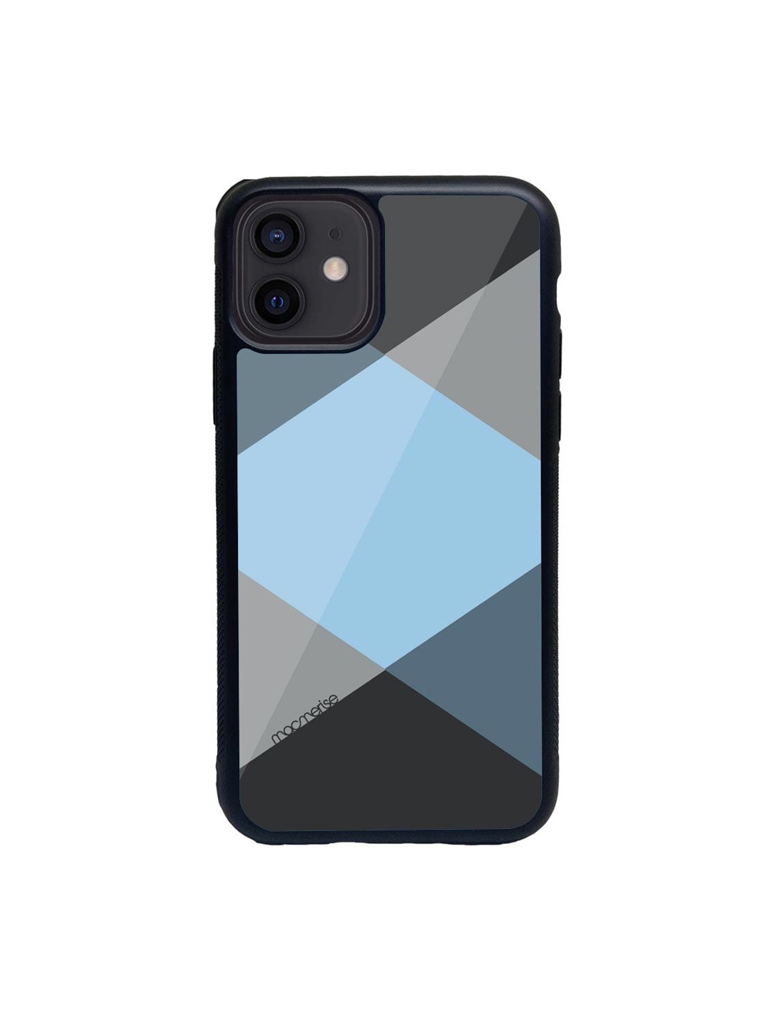 

macmerise Blue & Grey Criss Cross iPhone 12 Back Case, Multi