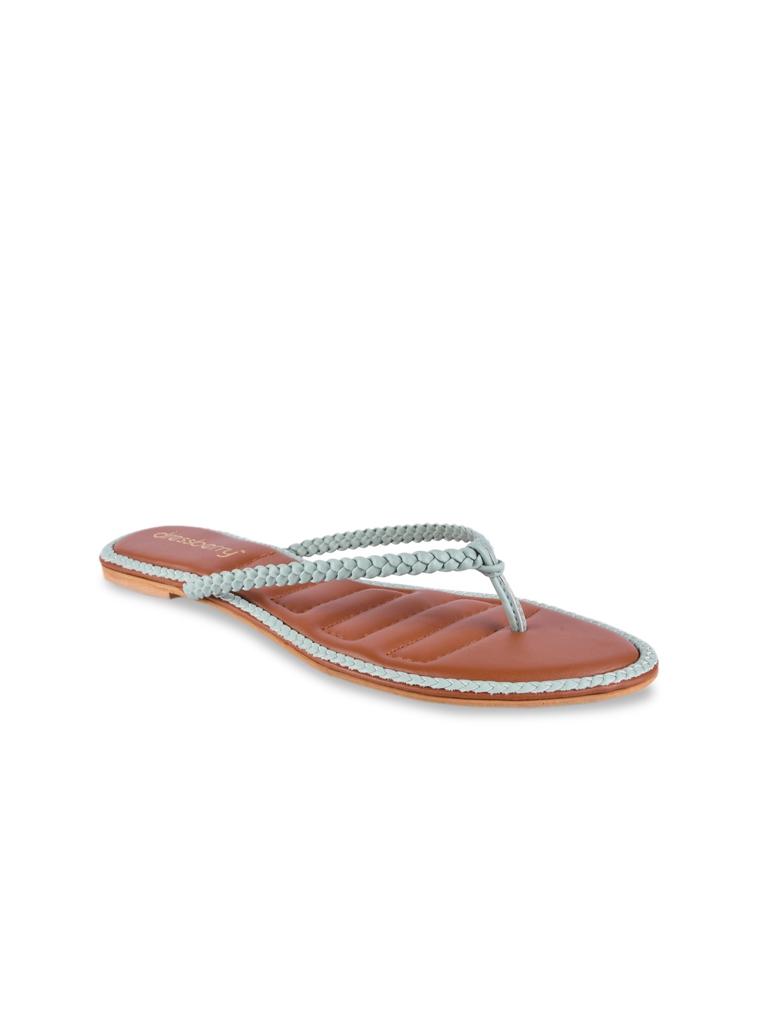 

DressBerry Women Blue Woven Design T-Strap Flats, Green