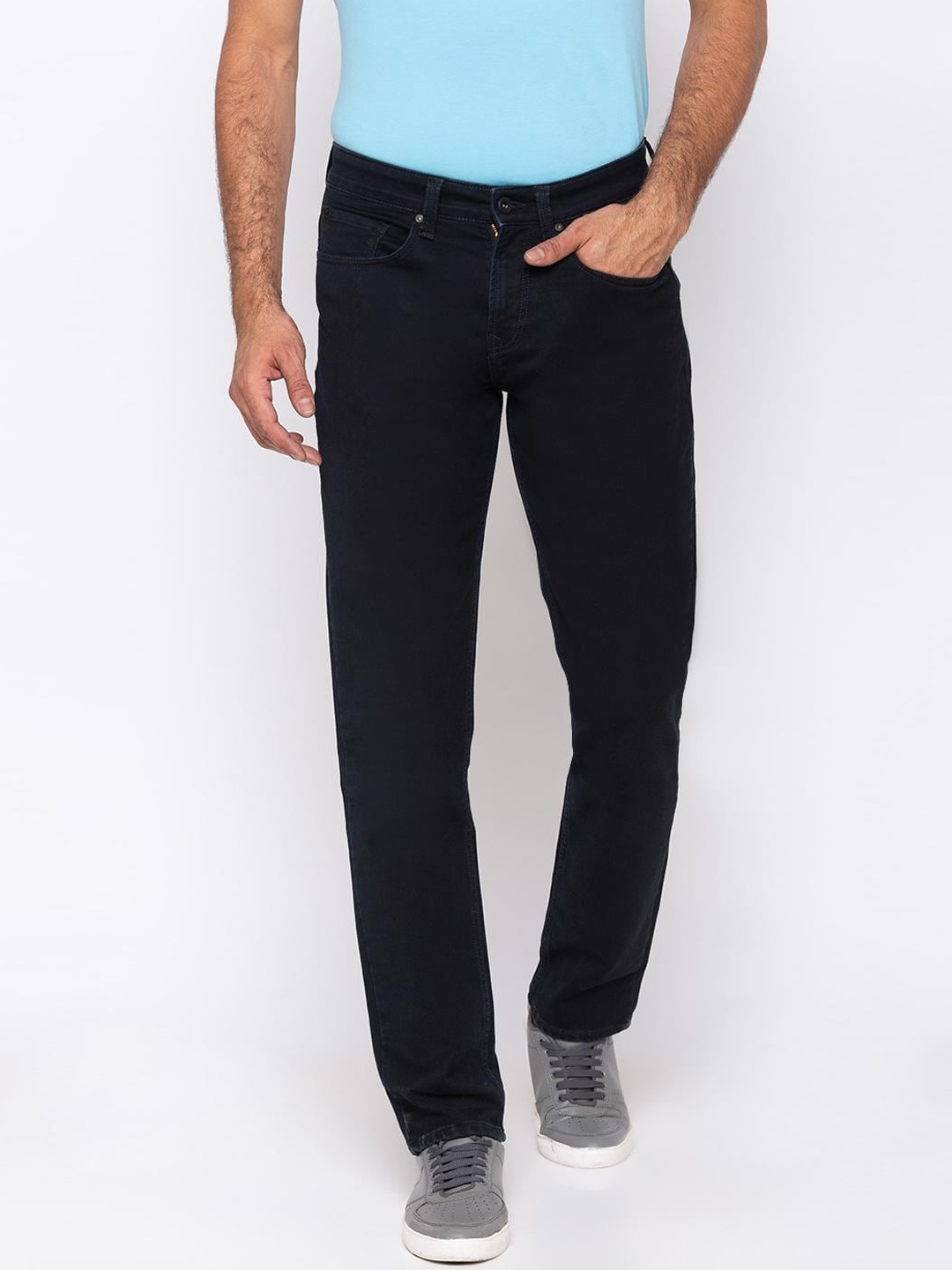 

SPYKAR Men Navy Blue Slim Fit Mid-Rise Slash Knee Jeans