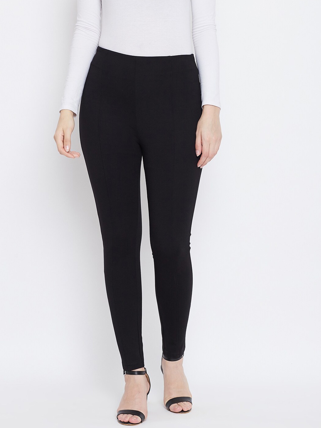 

Clora Creation Women Black Solid Treggings