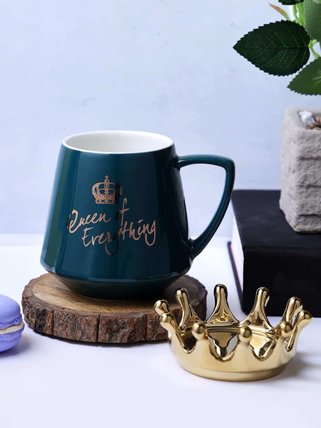 

A Vintage Affair- Home Decor Teal & Gold-TonedPrinted Ceramic Mugs Set