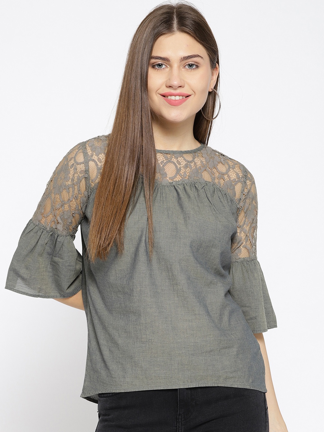 Xpose Women Grey Solid Regular Top