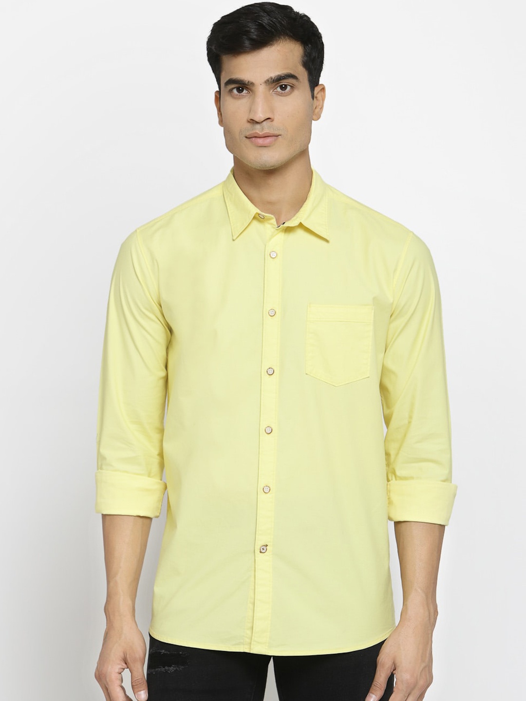 

Pepe Jeans Men Yellow Regular Fit Solid Casual Shirt